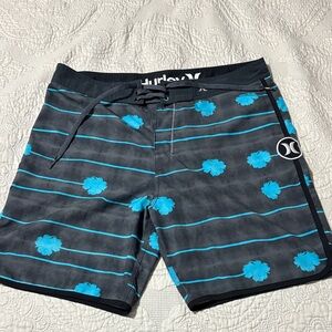 Hurley Men's Board Shorts - Black with Blue Floral